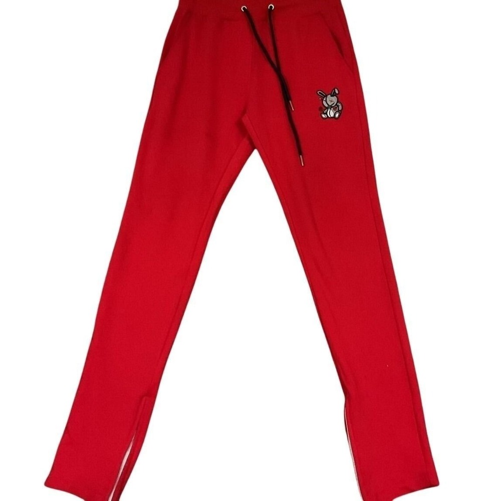 Lucky Charm Joggers Mens Small Red Good Voodoo Bunny Ankle Zip Sweatpants
